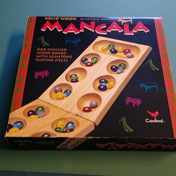 Solid Wood folding Mancala Board and Gemstones Cottagecore Grandmacore - Picture 1 of 7